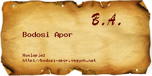Bodosi Apor névjegykártya